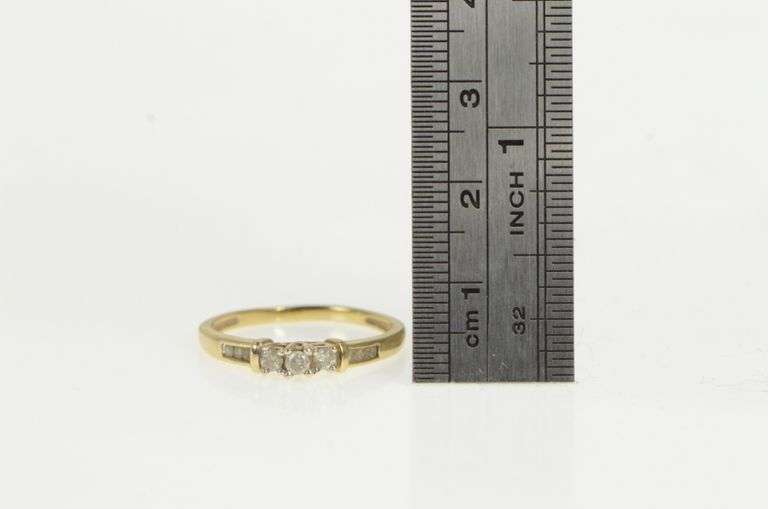 10K Yellow Gold Three Stone Diamond Vintage Promise Ring