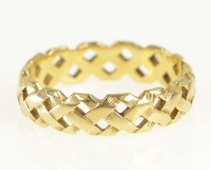 14K Yellow Gold 5.0mm Woven Lattice Pattern Band Ring