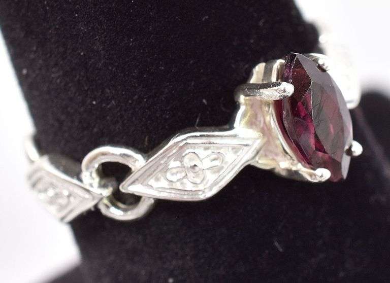 Sterling Silver Red Garnet Gemstone Ring