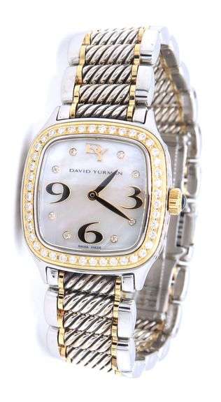 David Yurman throughbred 2 tone diamond watch