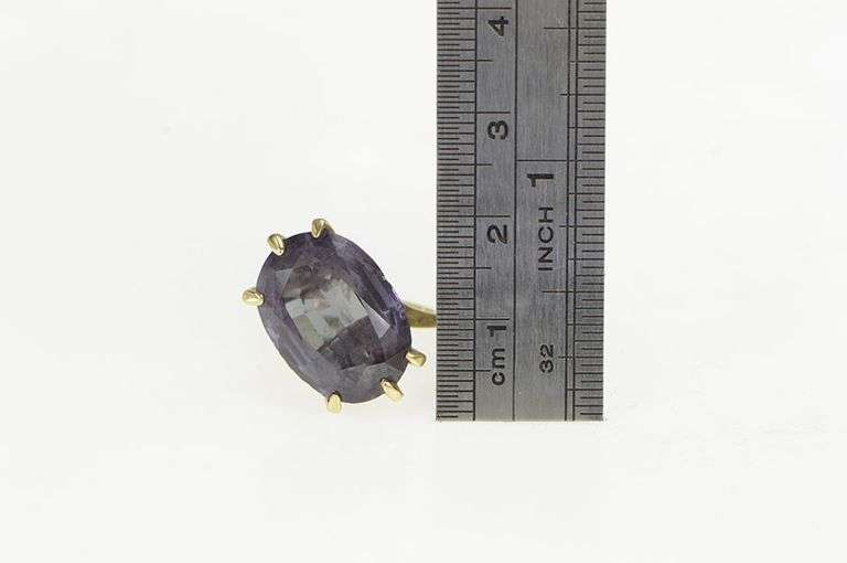 14K Yellow Gold Syn. Sapphire Vintage Bypass Cocktail Ring