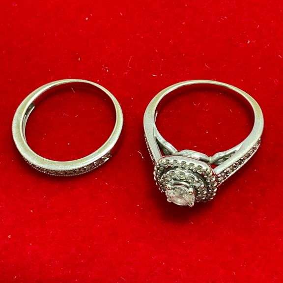 CERTIFIED 14K WHITE GOLD AND DIAMOND WEDDING SET