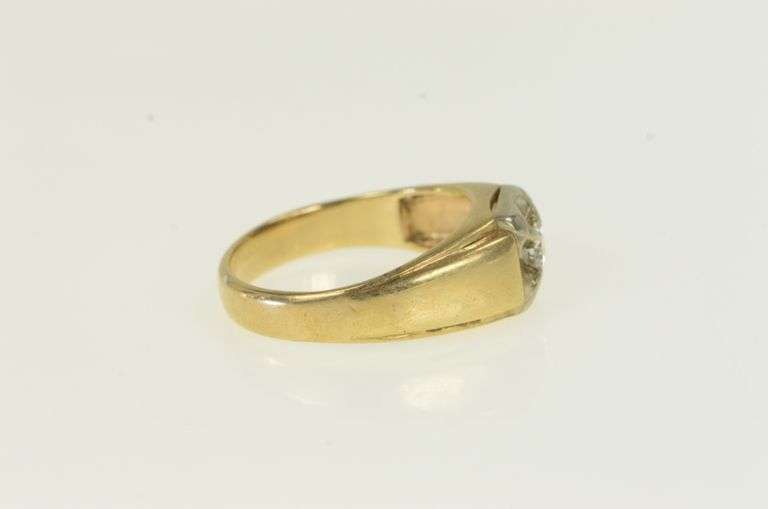 14K Yellow Gold 0.32 Ct Diamond Solitaire 1960's Men's Ring