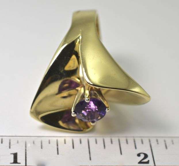 Exquisite 14K and Amethyst Geometric Ring