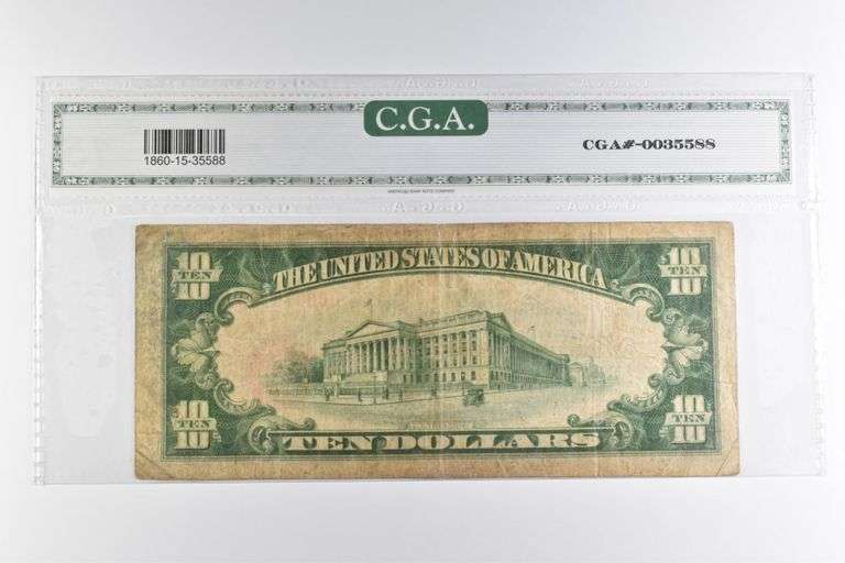 CGAI Fine 15 $10 1929 San Fran, CA US Nat'l Currency Brown FR-1860-L