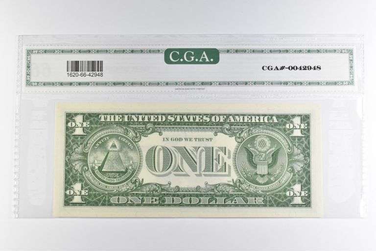 CGAI Gem Unc 66 $1 1957-A US Silver Certificate Blue Seal FR-1620*