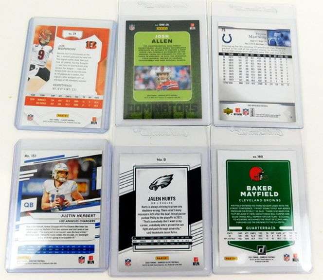 6 NFL Quarterback Greats Football Cards
