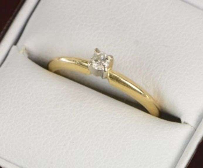 14K Yellow Gold 0.10 Ct Diamond Solitaire Classic Promise Ring