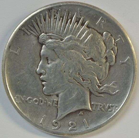 Scarce key date 1921 Peace Silver Dollar. First year issue