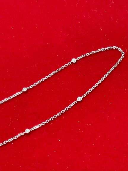 BRAND NEW 18K WHITE GOLD DIAMOND STATION NECKLACE