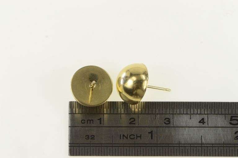 14K Yellow Gold Domed Vintage Round Circle Statement Earrings