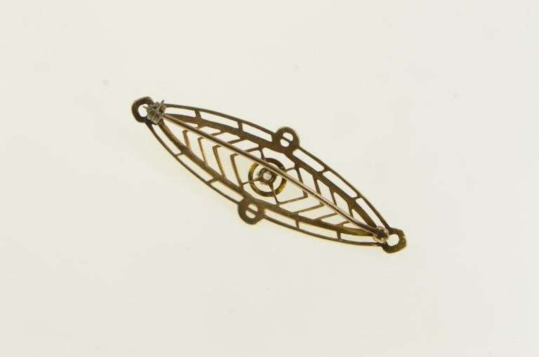 10K Yellow Gold Ornate Victorian Diamond Filigree Pin/Brooch