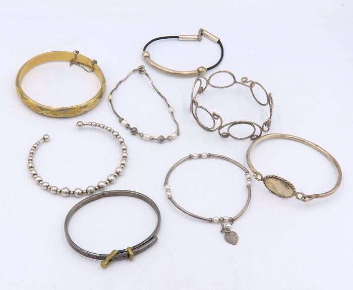 Group lot of vintage 925 sterling silver bangles