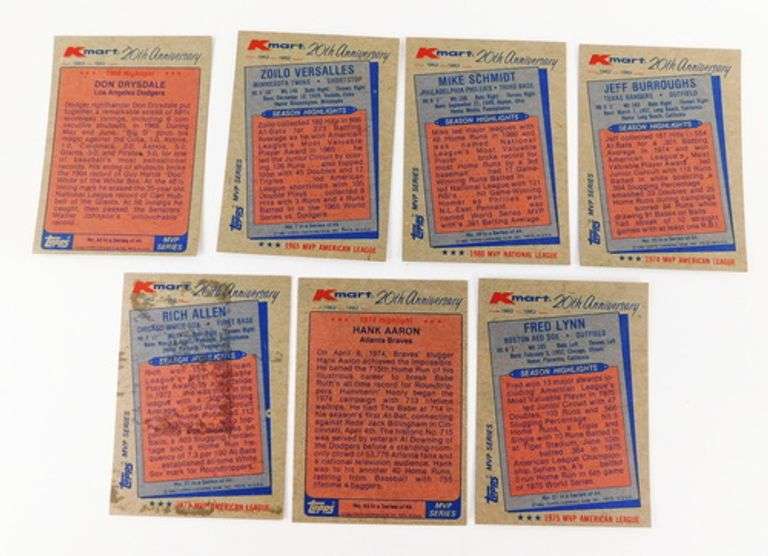 7 K-Mart 20th Anniversary MVP Series Baseball Cards