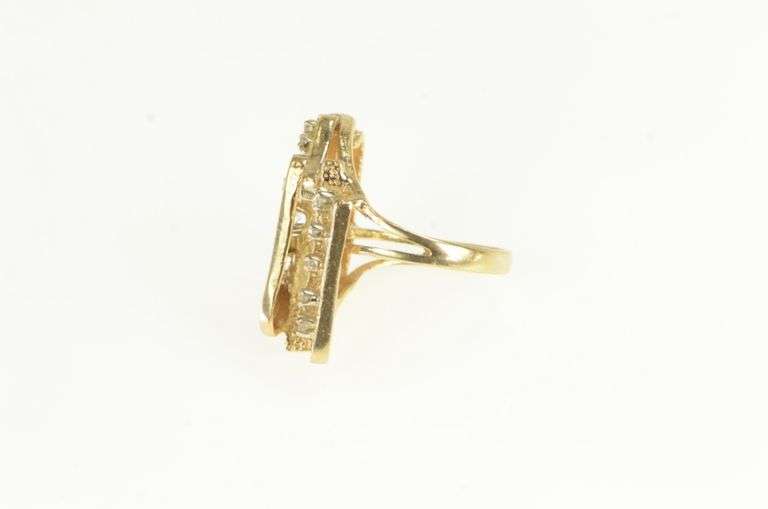 14K Yellow Gold 0.25Ctw Diamond CZ Geometric Abstract Ring