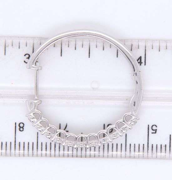 10kt White gold 0.35ctw Illusion set diamond hoop earrings