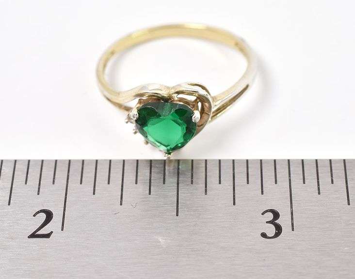 Sterling Silver Glass Heart and CZ Gemstone Ring