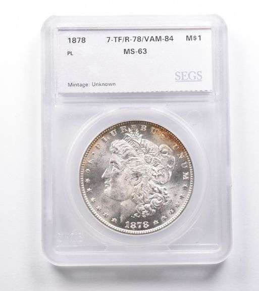 PROOF LIKE MS63 1878 7TF Morgan Silver Dollar R-78/VAM-84 SEGS