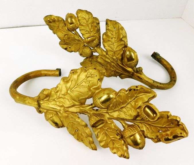 Pair of Antique Brass Ormolu Acorn Tie Backs