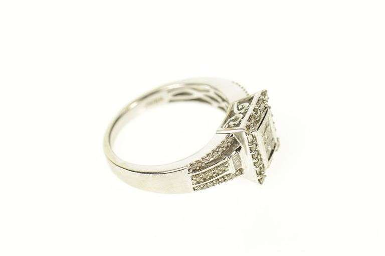 10K White Gold 0.52 Ctw Princess Diamond Squared Engagement Ring