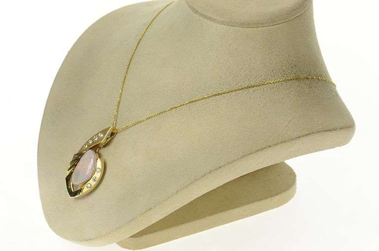 14K Yellow Gold Designer Black Opal Diamond Geometric Pendant