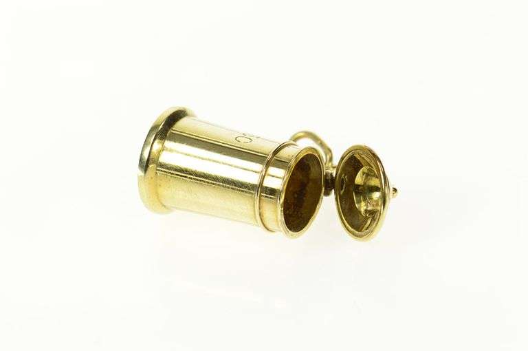 10K Yellow Gold Articulated 50 Engrave German Beer Stein Charm/Pendant