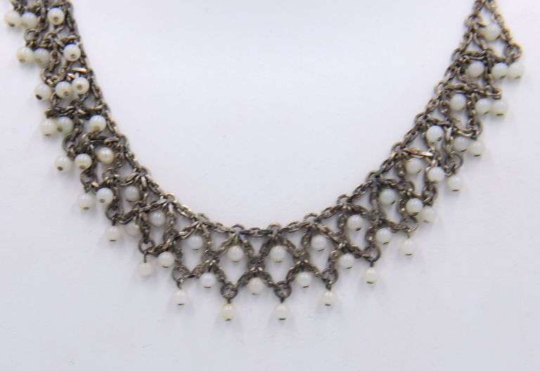 Vintage 925 sterling silver pearl necklace