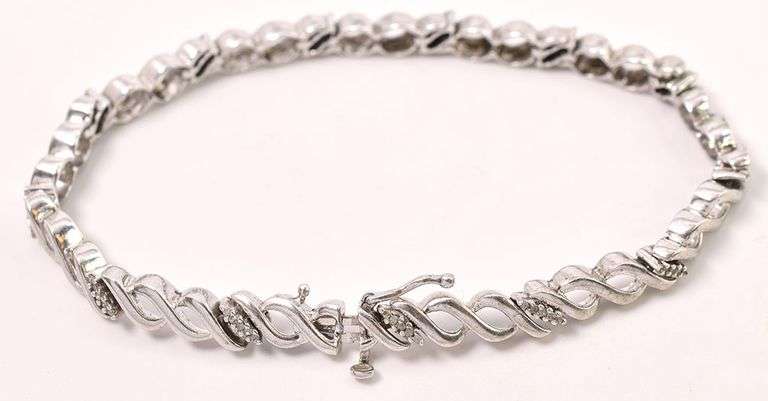 Sterling Silver Diamond Fancy Link Bracelet