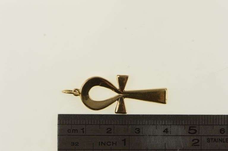 18K Yellow Gold Ankh Egyptian African Life Symbol Pendant