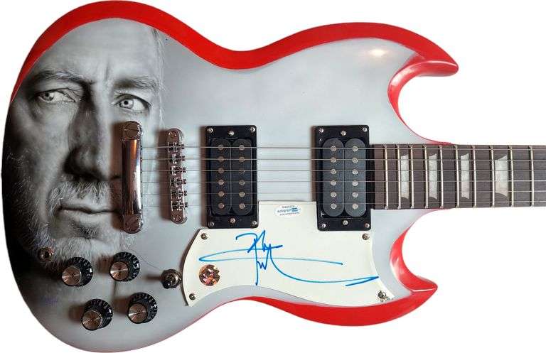 The Who Pete Townshend Signed Hand Airbrushed Painting Guitar UACC AFTAL ACOA