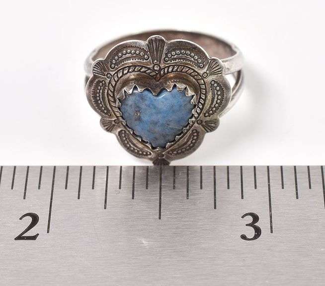 Sterling Silver Southwestern Blue Heart Gem Ring