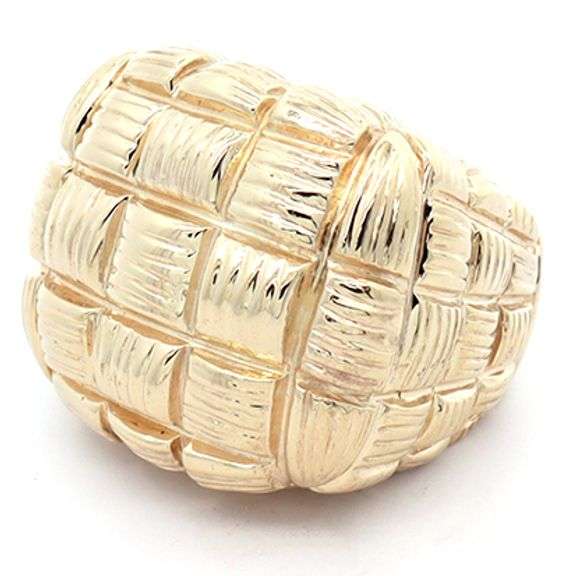 Polished Basketweave Dome Ring in 14K