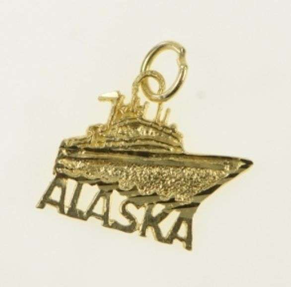 14K Yellow Gold Alaska Cruise Ship Liner Travel Souvenir Charm/Pendant