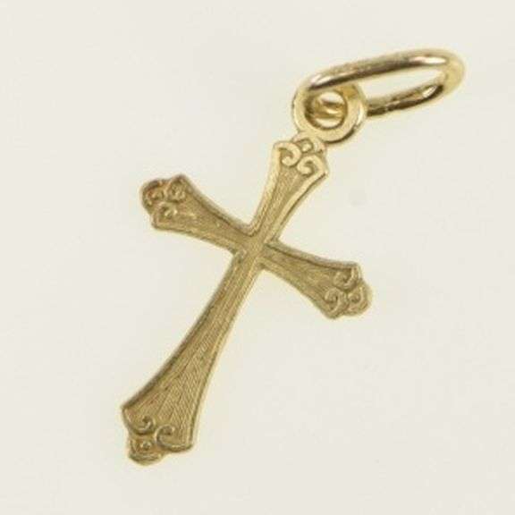 14K Yellow Gold Cross Christian Faith Symbol Jesus Pendant