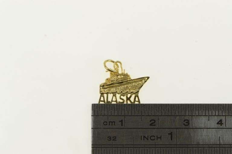 14K Yellow Gold Alaska Cruise Ship Liner Travel Souvenir Charm/Pendant
