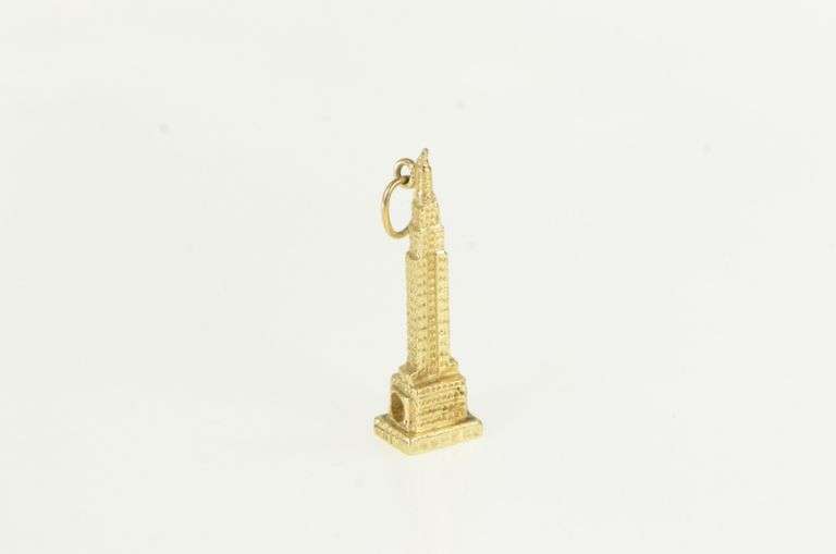 14K Yellow Gold 3D Empire State Building NYC Souvenir Charm/Pendant