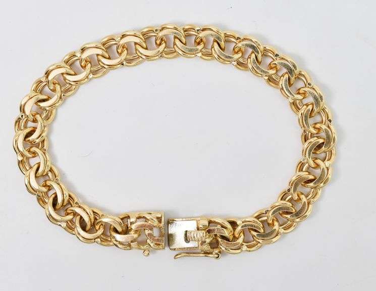 Sturdy 14K Yellow Gold Double Link Chain Bracelet