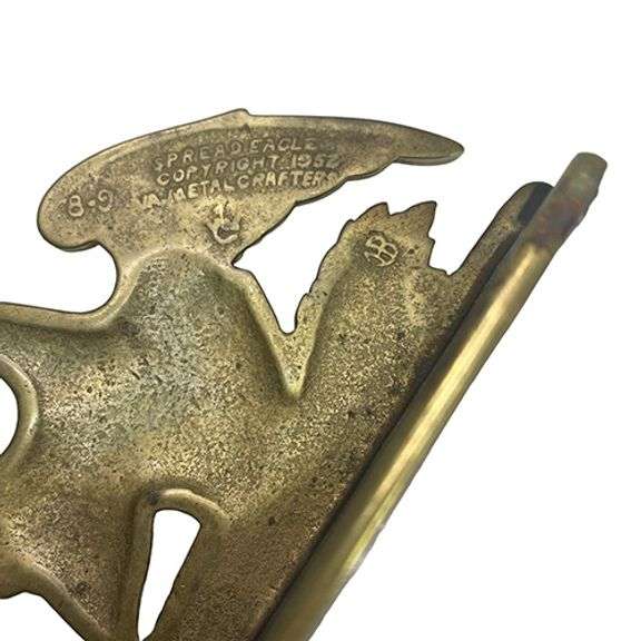 1950s Virginia Metalcrafters Solid Brass Spread Wings American Eagle Bookends Set
