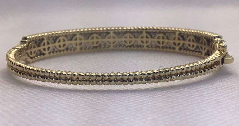GORGEOUS VINTAGE STYLE 14K YELLOW GOLD DIAMOND BANGLE BRACELET