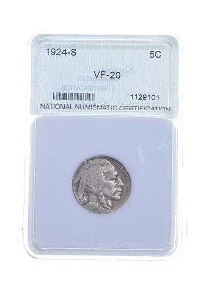 VF20 1924-S Indian Head Buffalo Nickel - Graded NNC