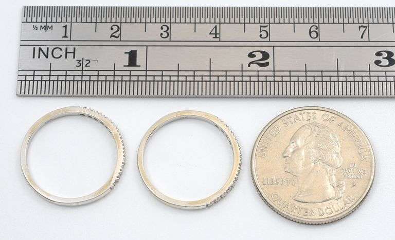 Useful Pair of 14K WG And Diamond Guard Rings