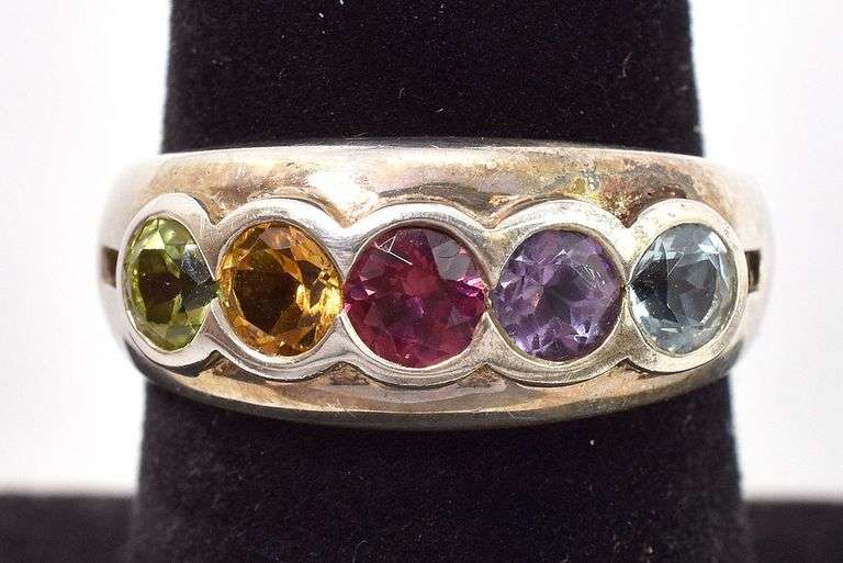Sterling Silver Multi-Gemstone Ring