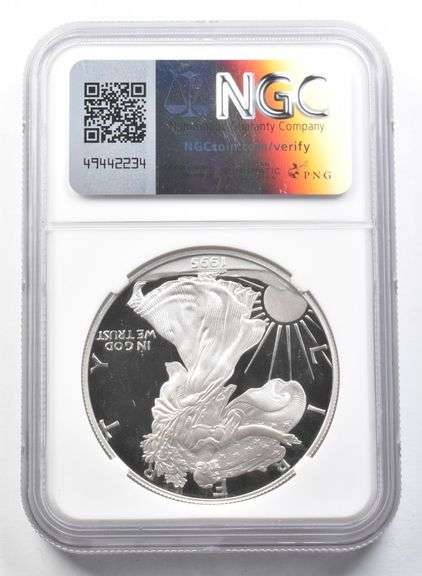 PF68 UCAM 1995-W American Silver Eagle Anniv Error REV Struck Thru NGC