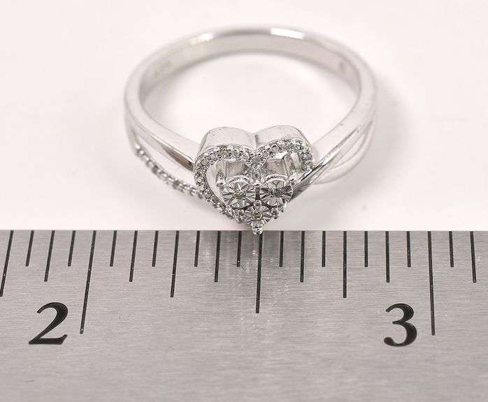 Diamond Heart Ring in Sterling Silver