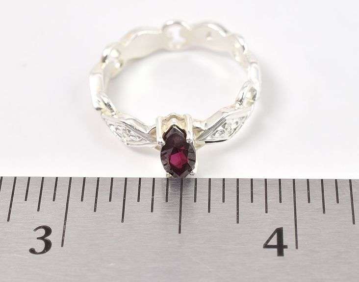 Sterling Silver Red Garnet Gemstone Ring