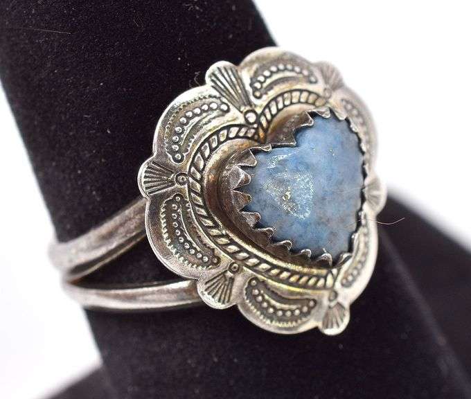 Sterling Silver Southwestern Blue Heart Gem Ring
