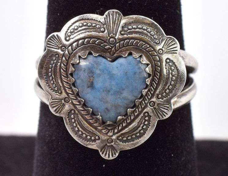 Sterling Silver Southwestern Blue Heart Gem Ring