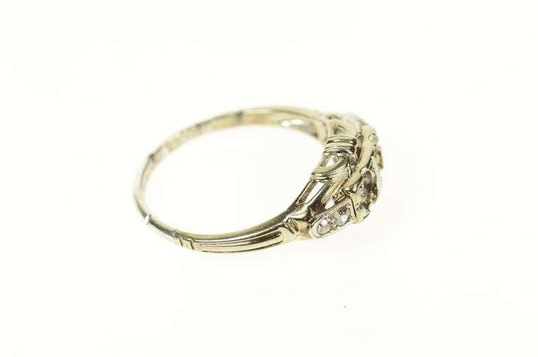 14K White Gold Art Deco Diamond Engagement Setting Ring