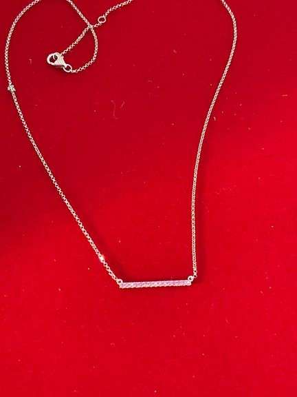 BRAND NEW 14K WHITE GOLD AND PINK SAPPHIRE NECKLACE