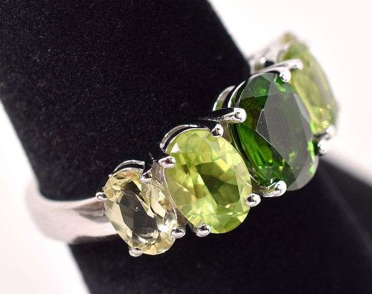 Sterling Silver Green CZ Gemstone Ring